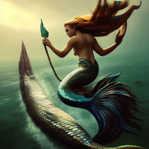 detailed mermaid tail. digital painting - Playground
