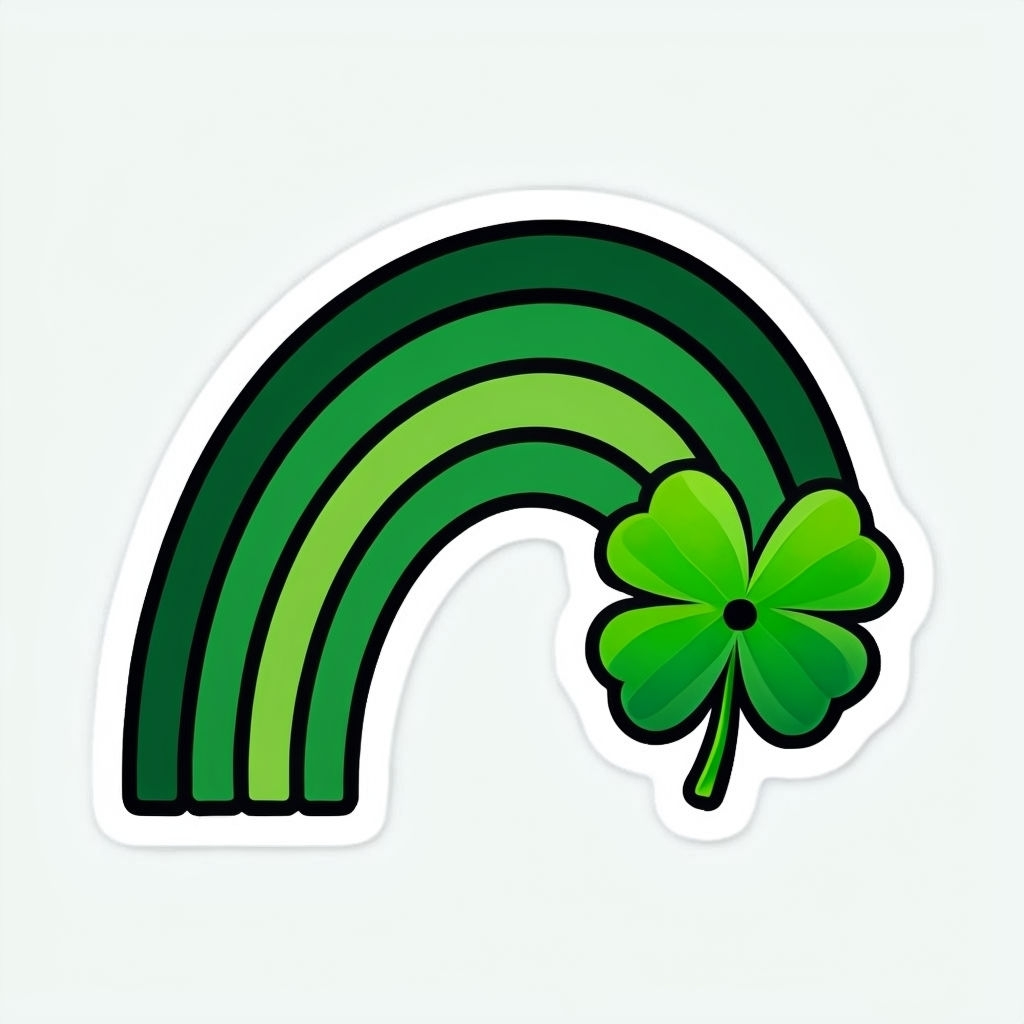 Stylized Green Rainbow with Shamrock Digital Sticker