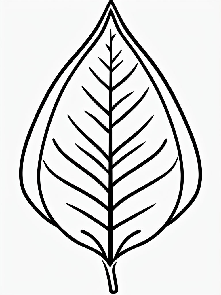 Minimalist Black Line Leaf Drawing Coloring Page