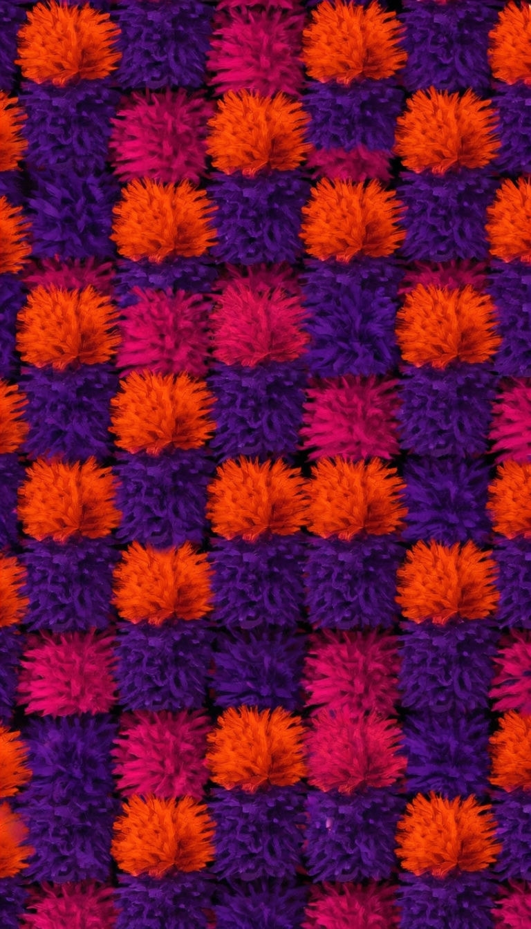 Vibrant Checkerboard Plush Fur Pattern in Bold Colors Mobile Wallpaper