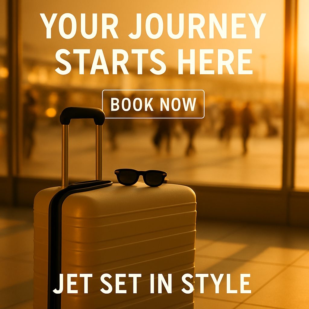 Stylish Golden Beige Hard-Shell Suitcase Travel Advertisement