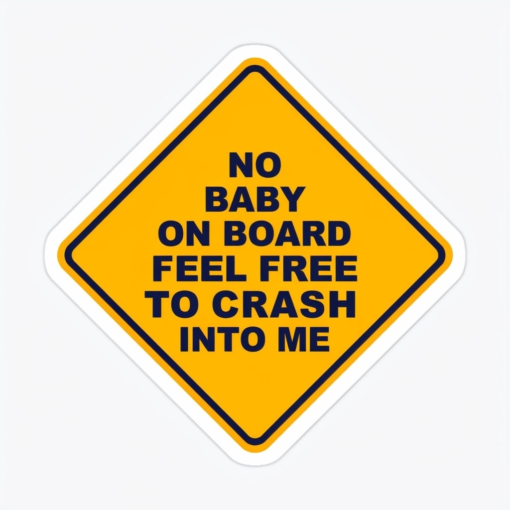 Vibrant Amber No Baby on Board Traffic Sign Sticker