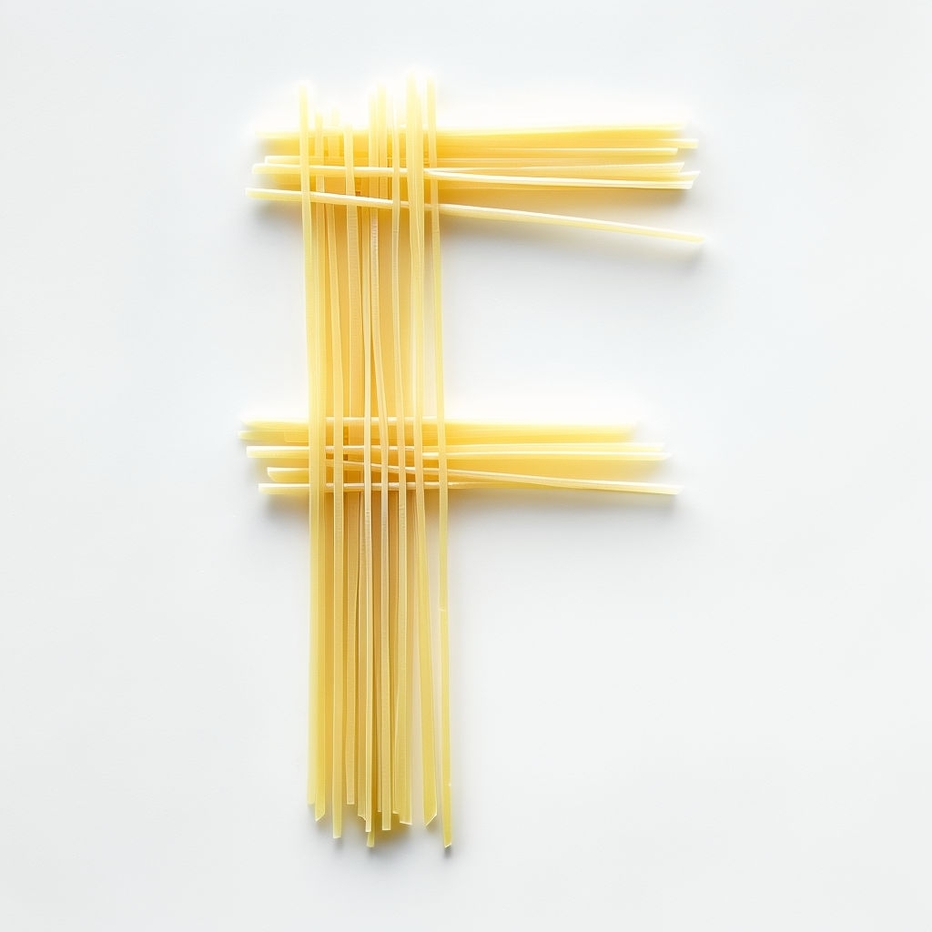 Delicate Uppercase F Monogram Crafted from Spaghetti Strands Monogram
