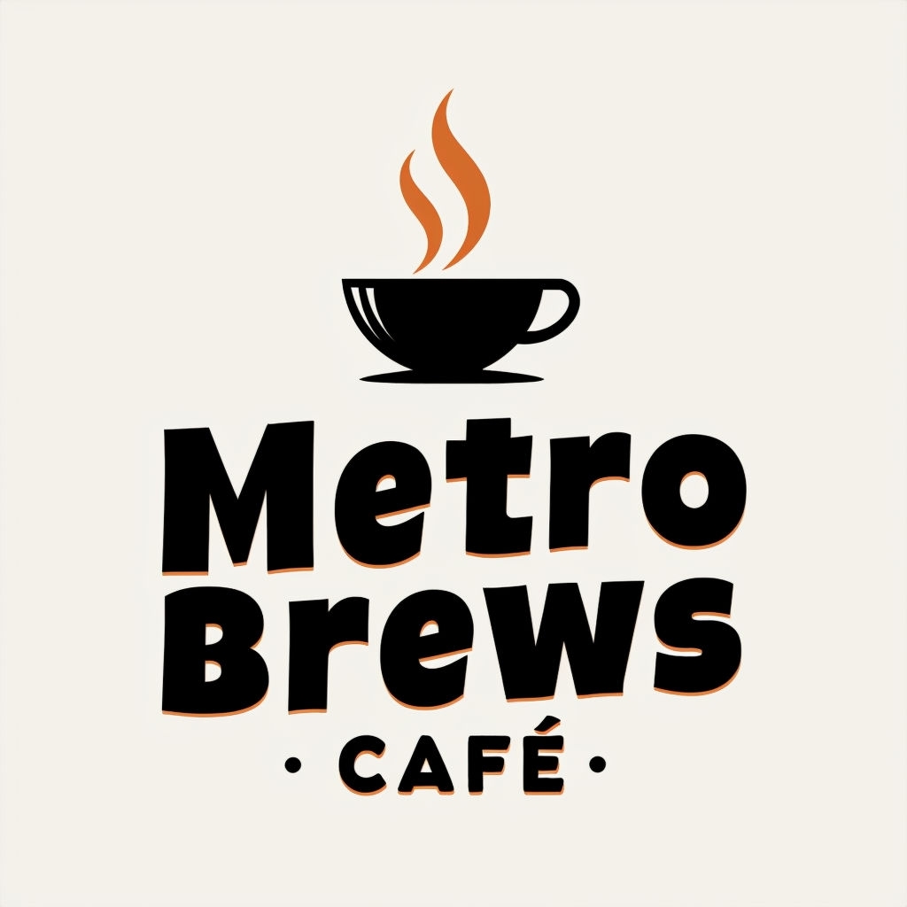 Modern Minimalist Metro Brews Café Logo Design