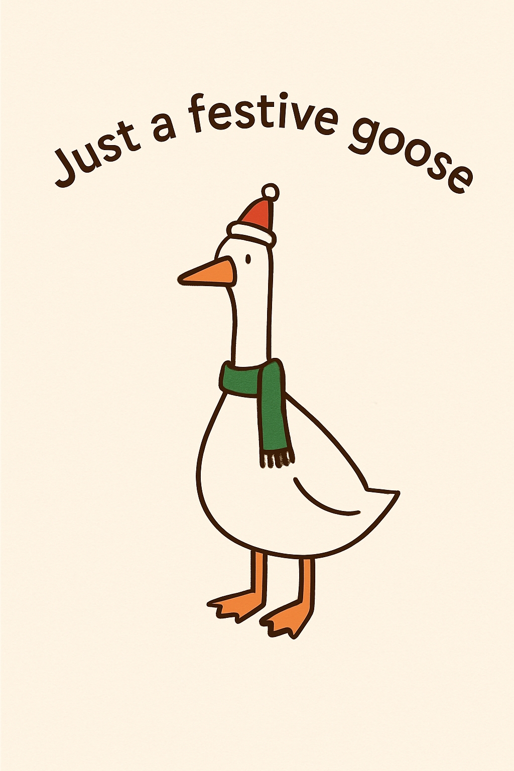 Festive Goose Cartoon Illustration with Santa Hat Card Design