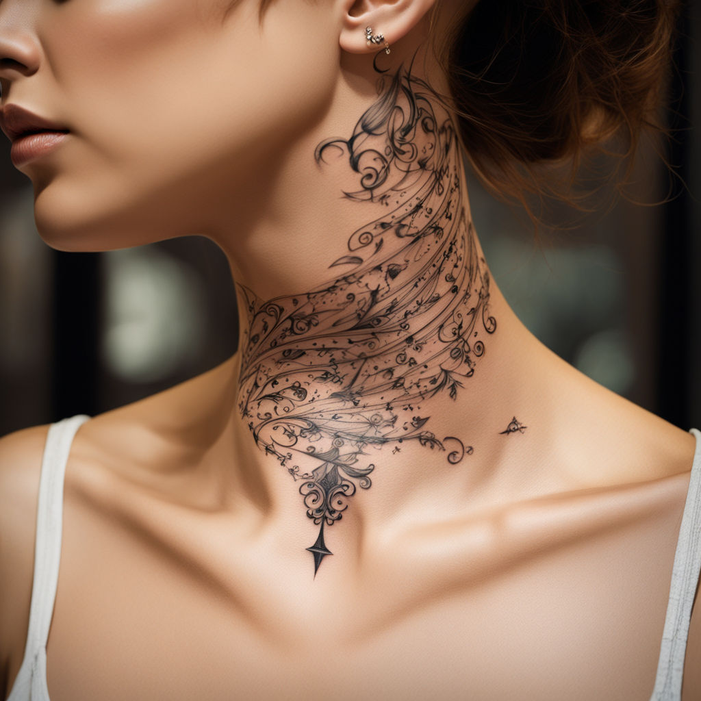 gothic neck tattoo