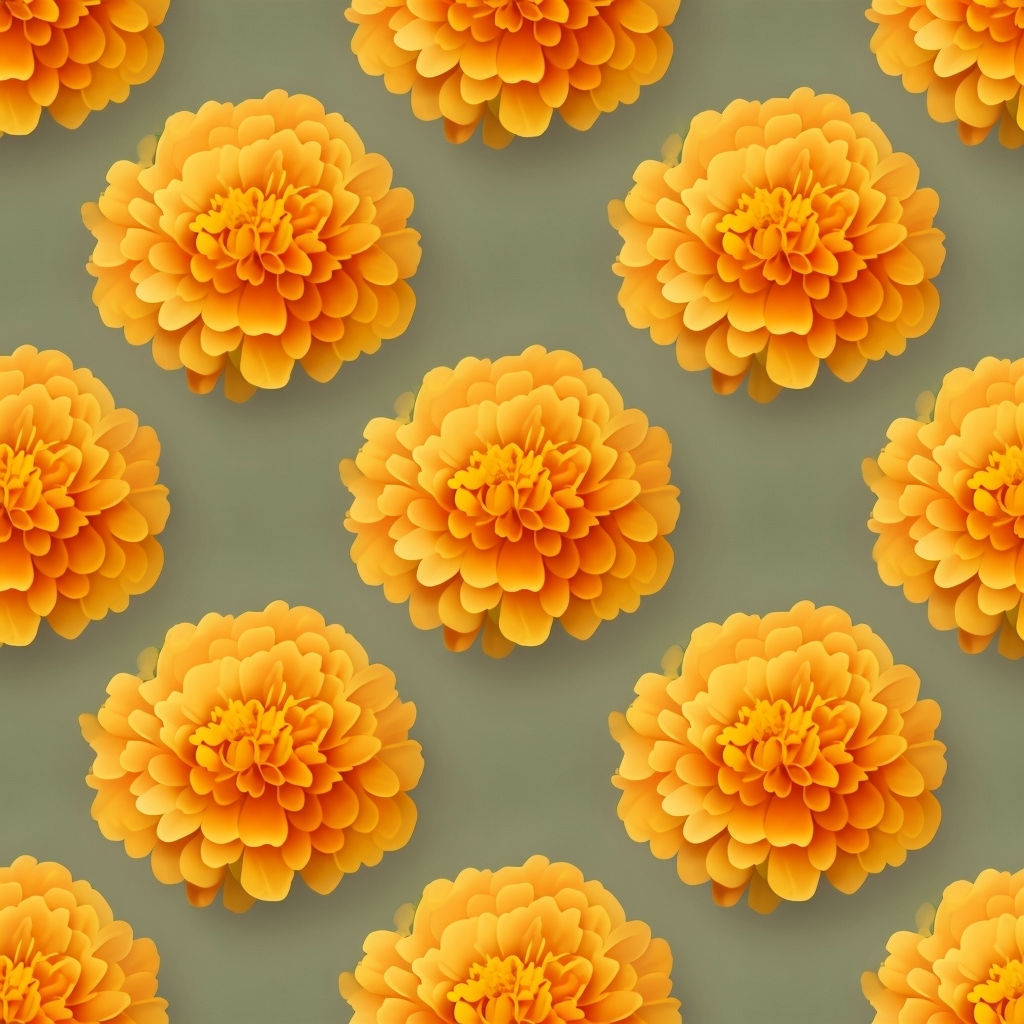 Vibrant Seamless Marigold Flower Pattern Design for Fabric