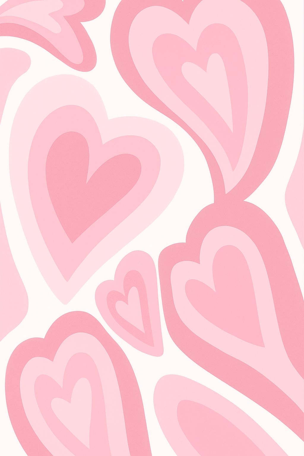 Stylized Pink Hearts Pattern Art for Romantic Mobile Wallpaper