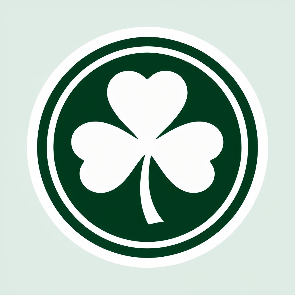 Minimalist Dark Green Shamrock Icon Sticker