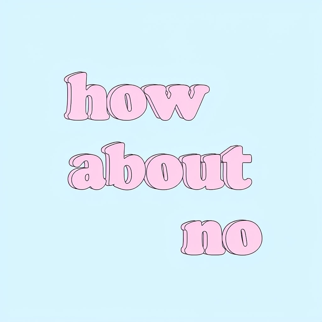 Playful "How About No" 3D Text Minimalist T-Shirt