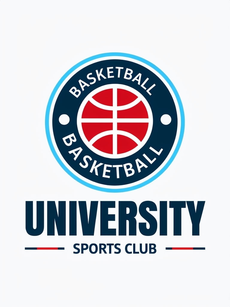 Modern Minimalist Basketball University Sports Club Logo T-Shirt