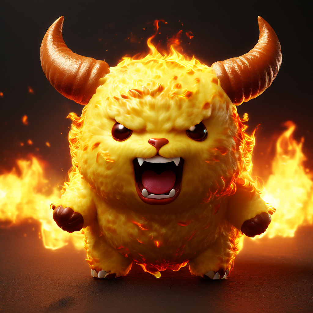Make a flaming Pompompurin looks like a strong angry bull wi... by 王建豐 ...