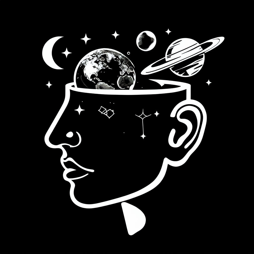 Minimalist Human Face with Celestial Elements T-Shirt