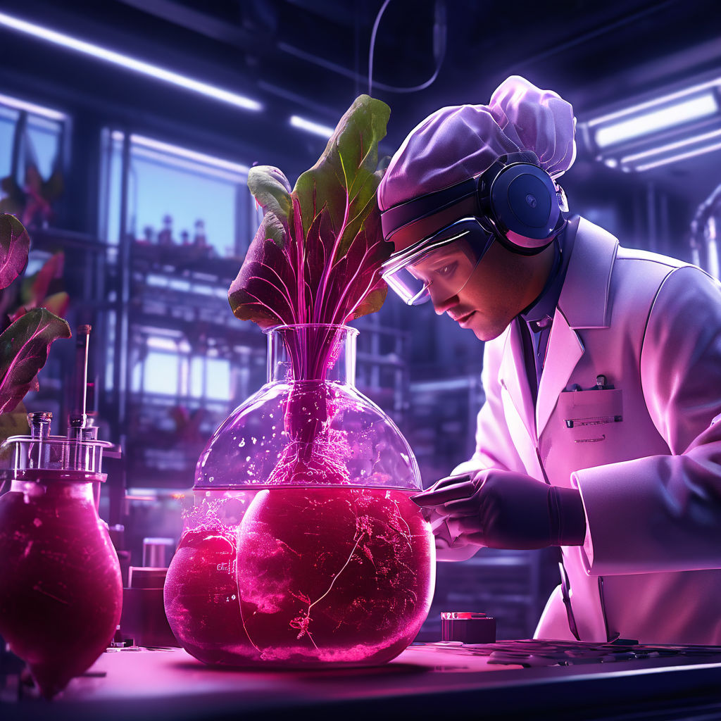 A beet scientist outfit as a beet inside the laboratory cond... by ...