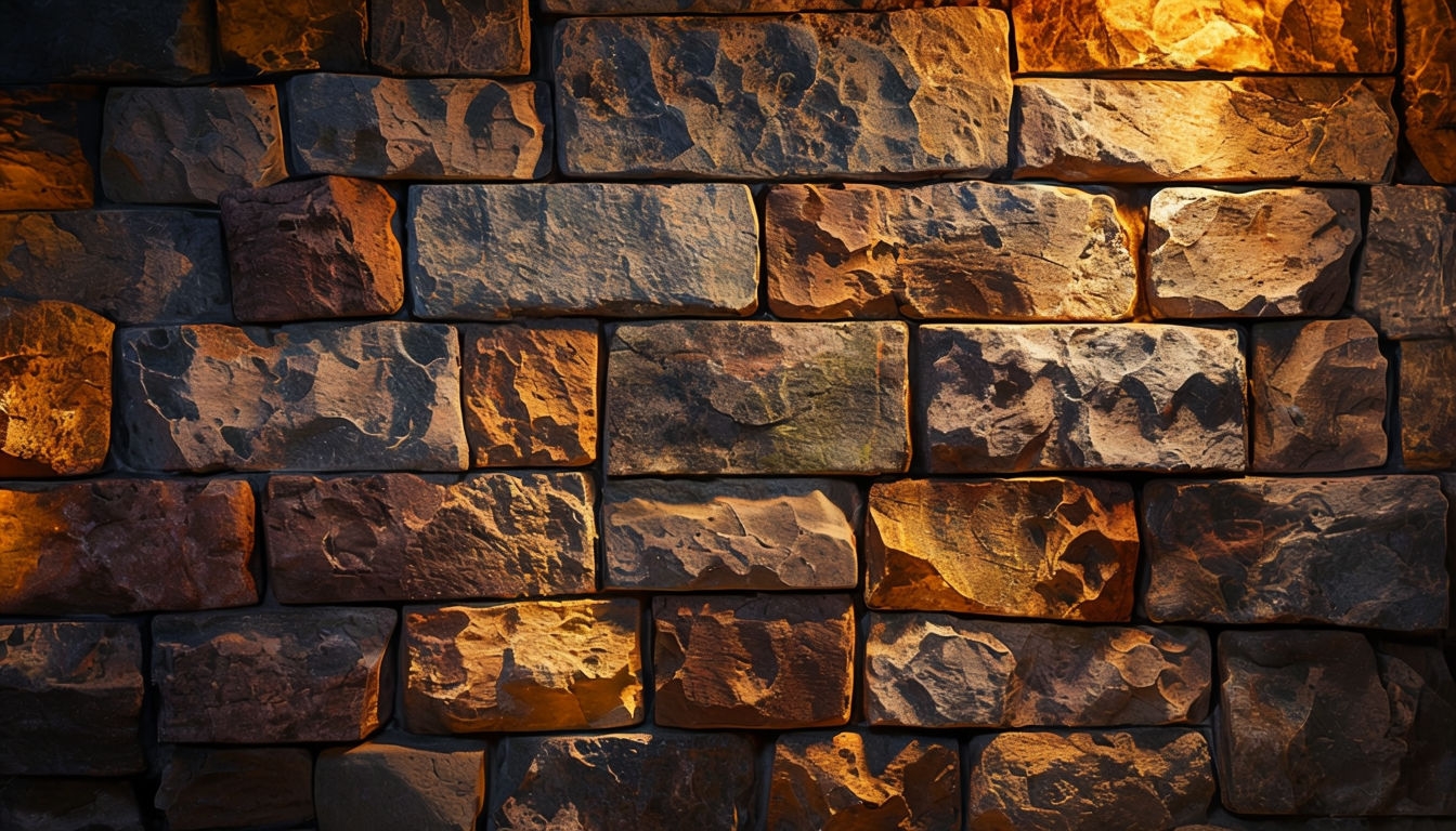 Rustic Textured Stone Wall Close-Up Background Design