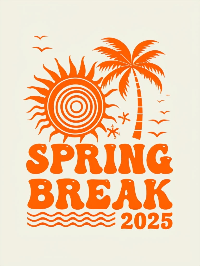 Tropical Spring Break 2025 Graphic Design T-Shirt