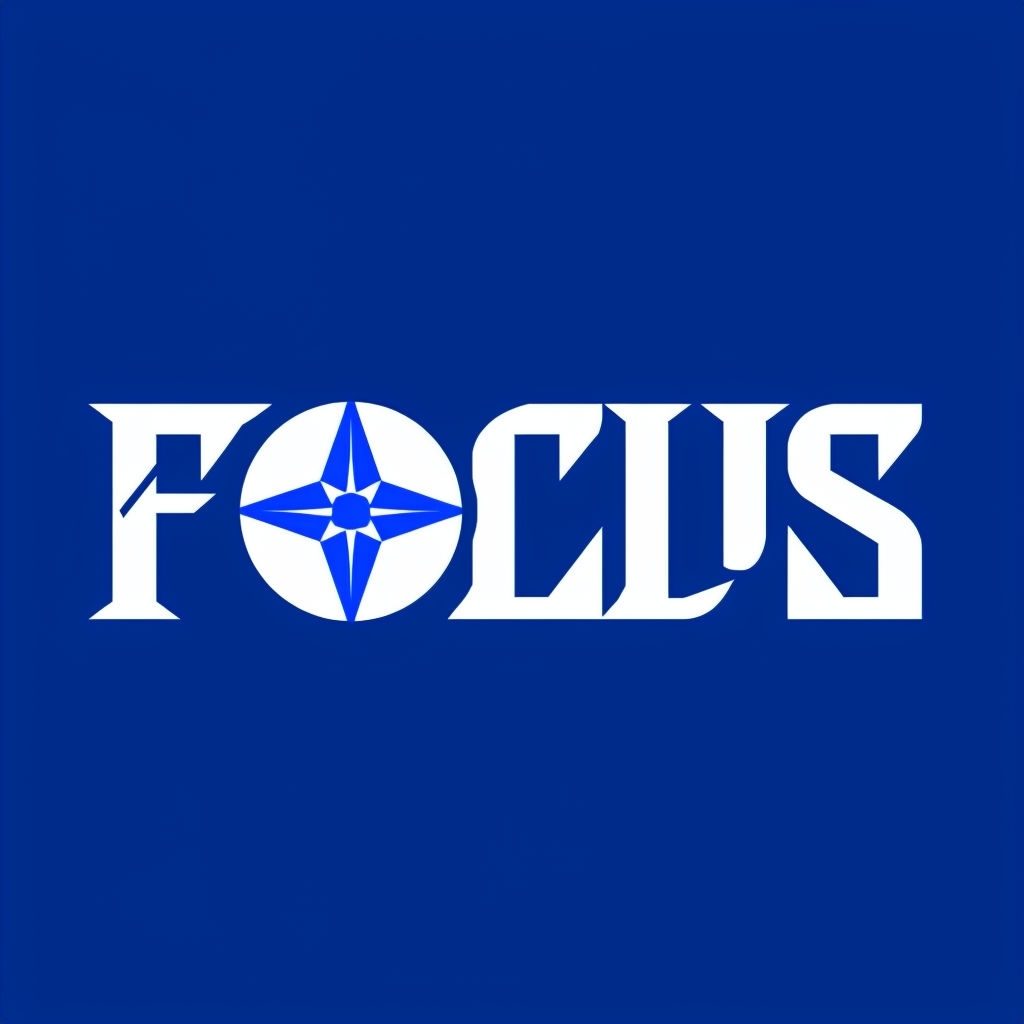 Stylish Minimalist FOCUS Logo with Geometric Star Element