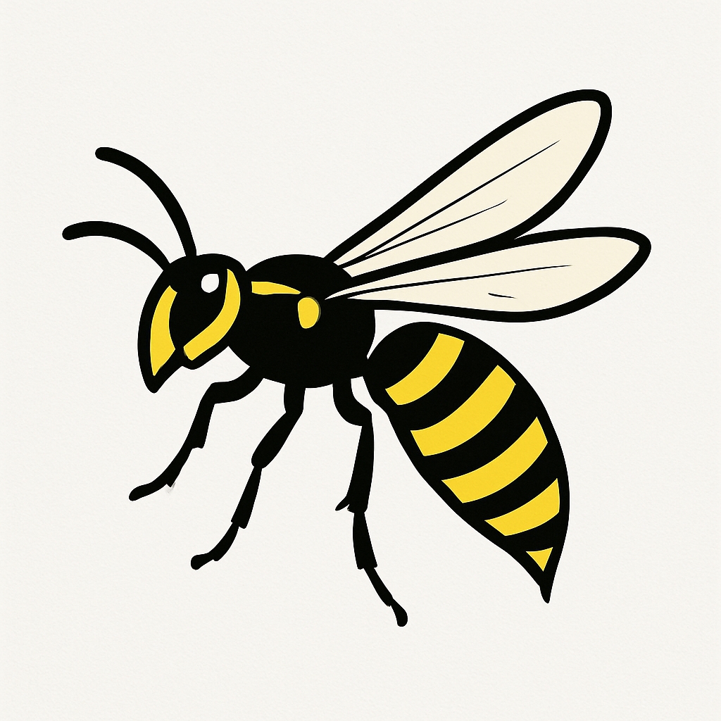 Minimalist Bold Wasp Illustration on Off-White Background Sticker
