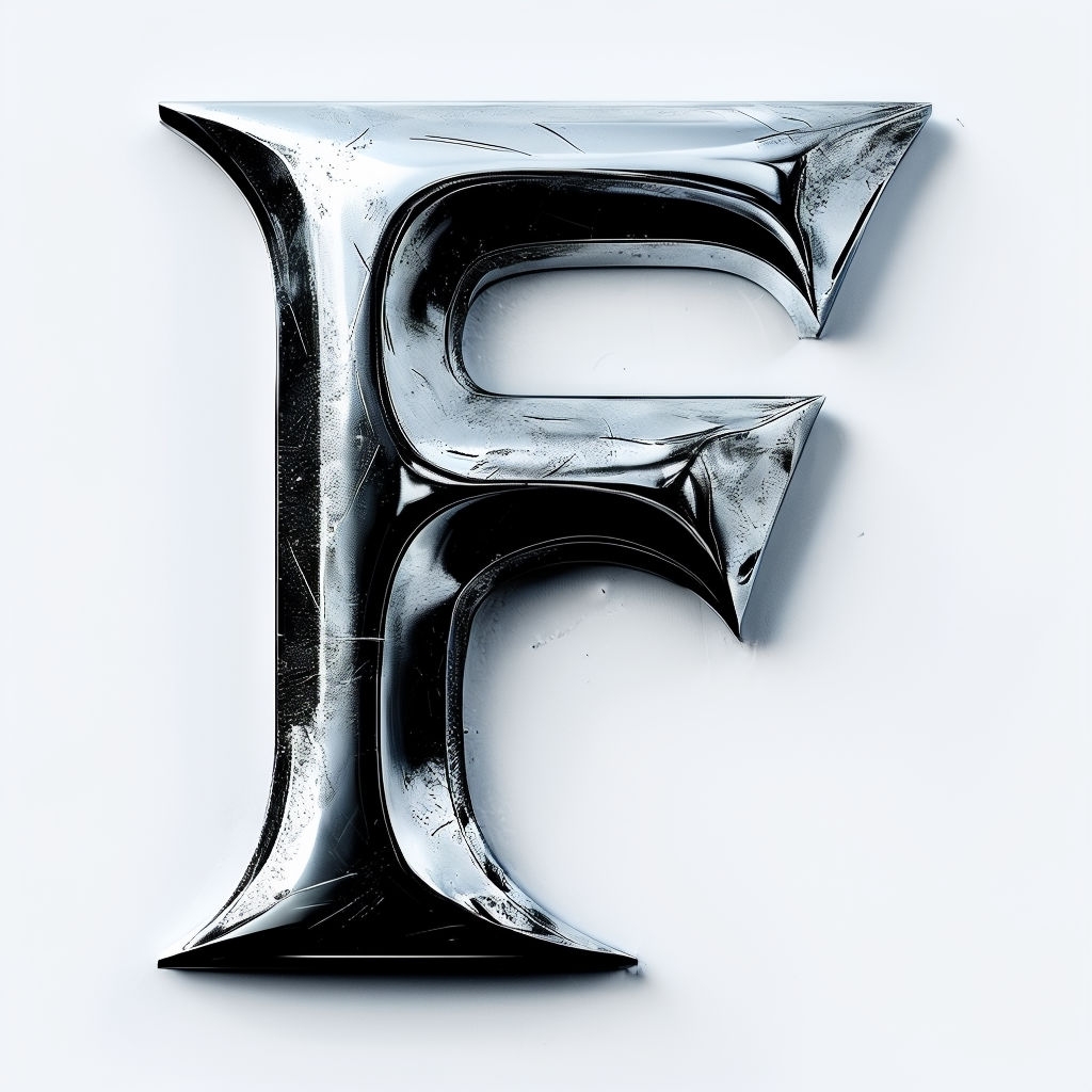 Futuristic Chrome Letter F Monogram Design