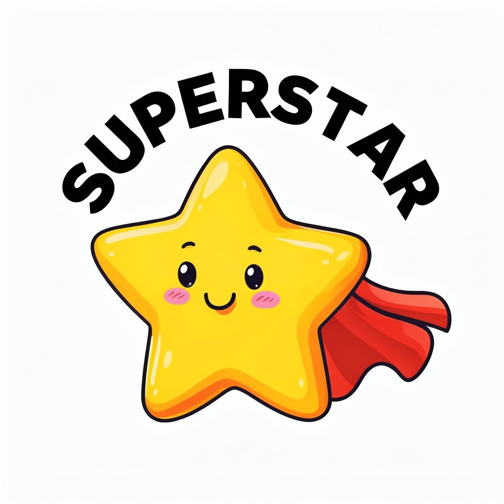 Cheerful Cartoon Superstar Star Character T-Shirt