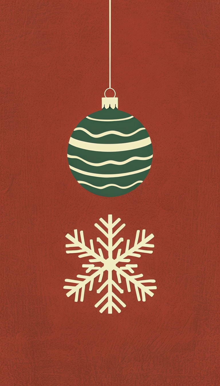 Festive Minimalist Ornament and Snowflake Design Mobile Wallpaper