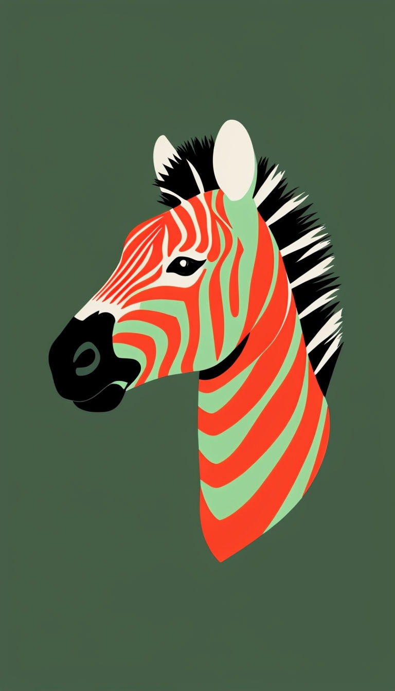 Modernist Zebra Illustration with Bold Colors Phone Case Cover