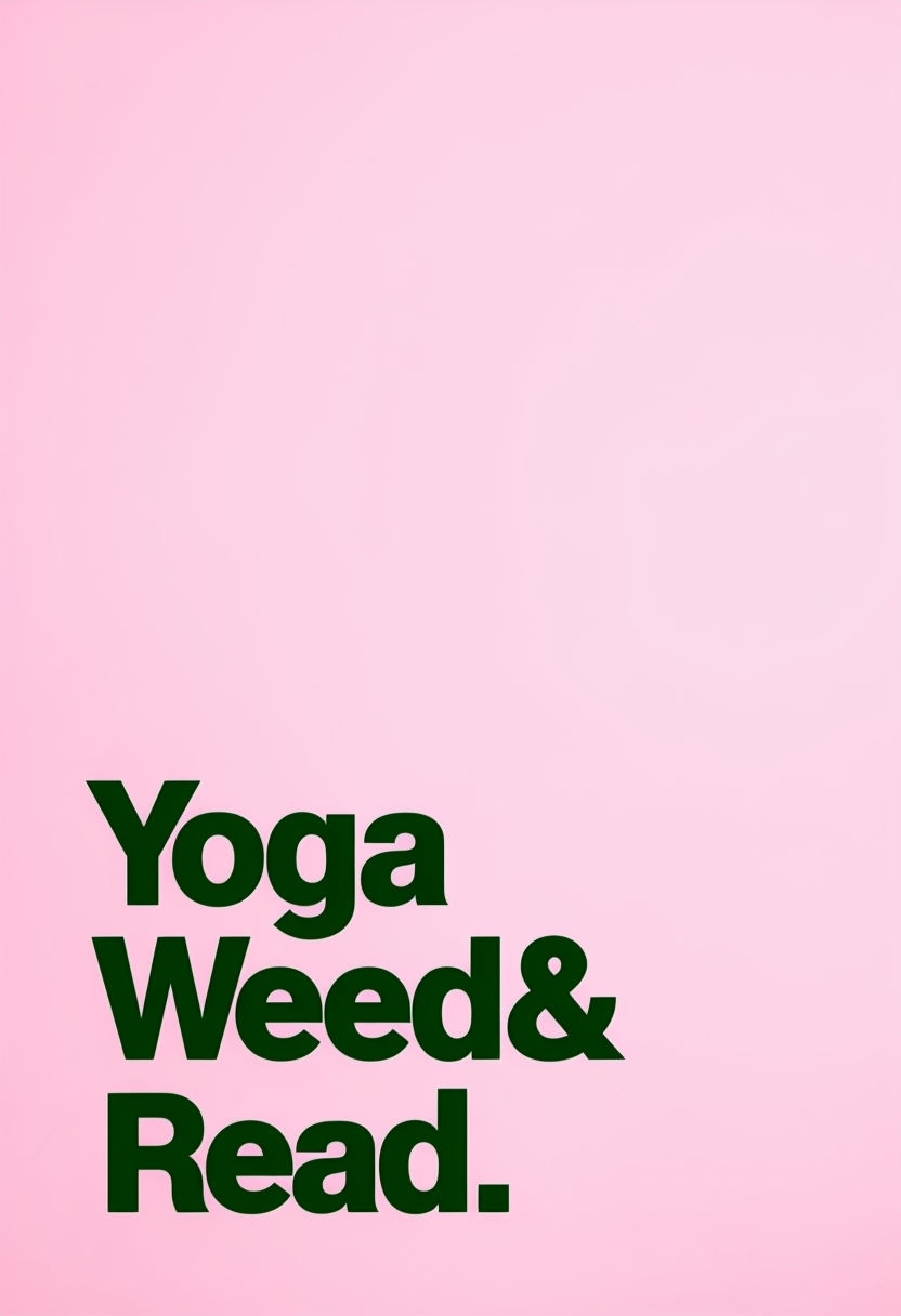 Minimalist Yoga Weed and Read Design on Light Pink Poster