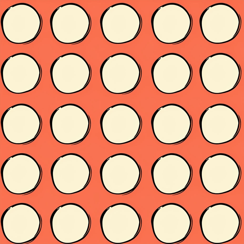 Minimalist Black Outline Circles on Peach Background Pattern