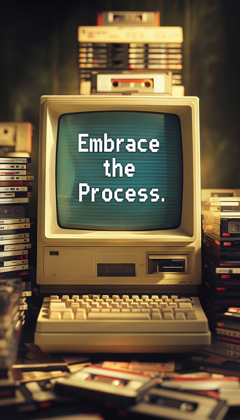 Retro Desktop Computer with Inspirational Text for Promotion Social Media Post