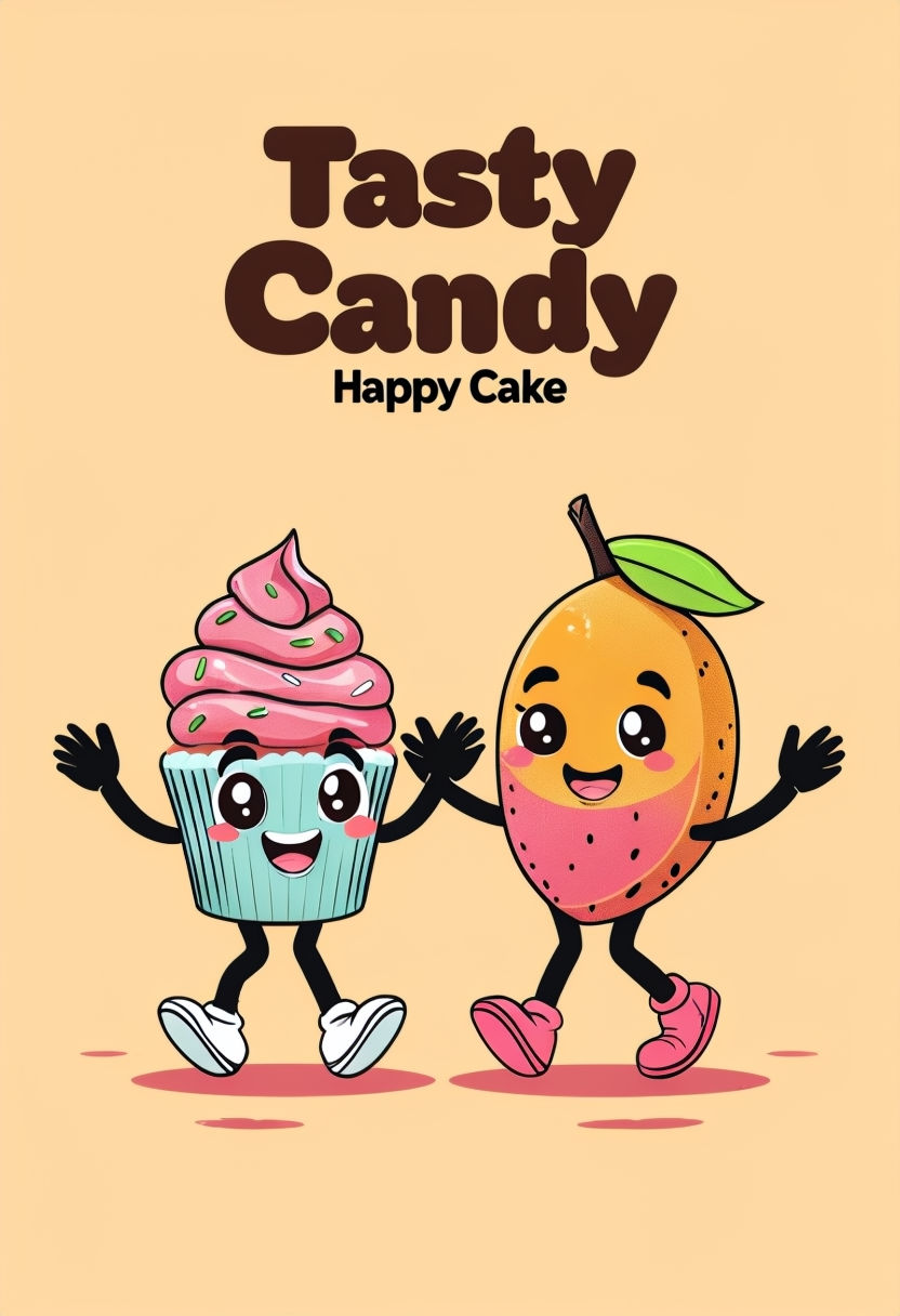 Playful Tasty Candy Cartoon Characters Illustration Poster