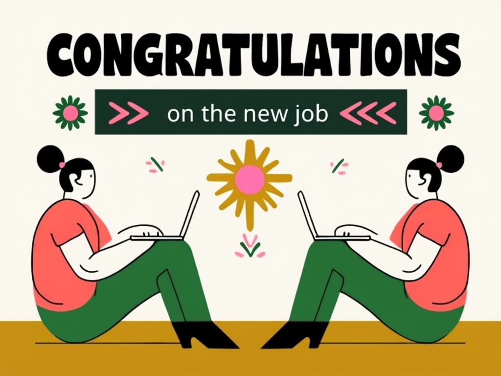 Stylized Congratulations on the New Job Illustration for Cards & Invites