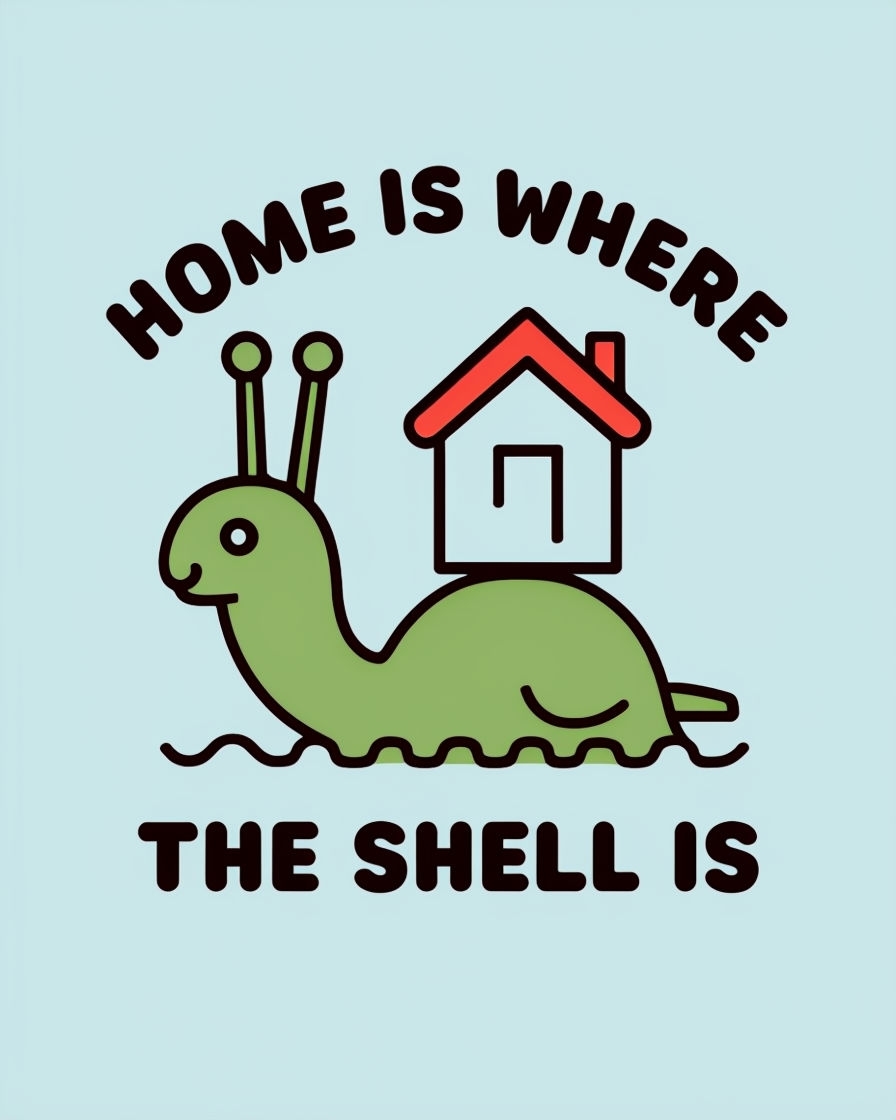 Cheerful Snail with House Graphic Illustration T-Shirt