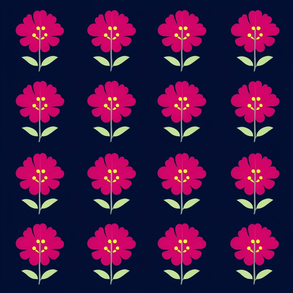 Vibrant Floral Seamless Pattern on Navy Blue Background Sticker