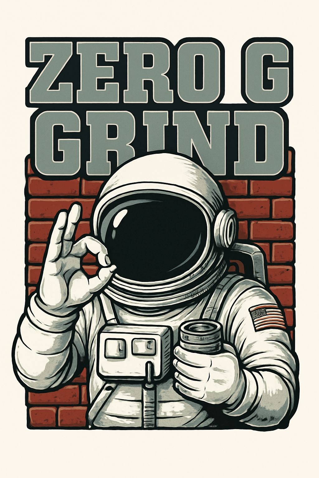 Vintage Astronaut Zero G Grind Illustration T-Shirt