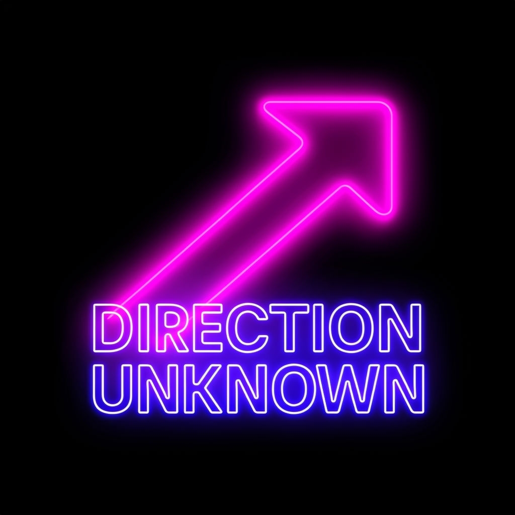 Neon Pink Arrow with Direction Unknown Text T-Shirt