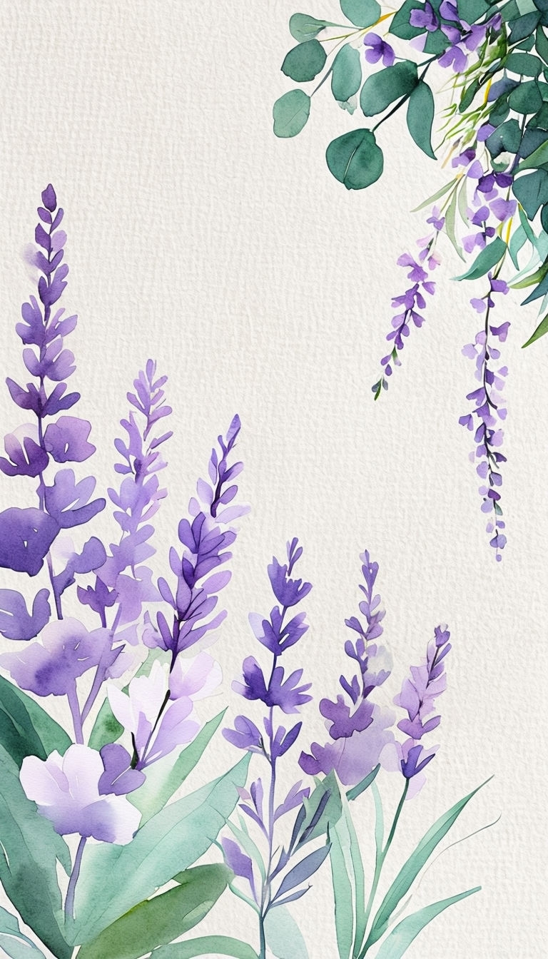 Delicate Watercolor Floral Composition with Lavender Elements Social Media Post