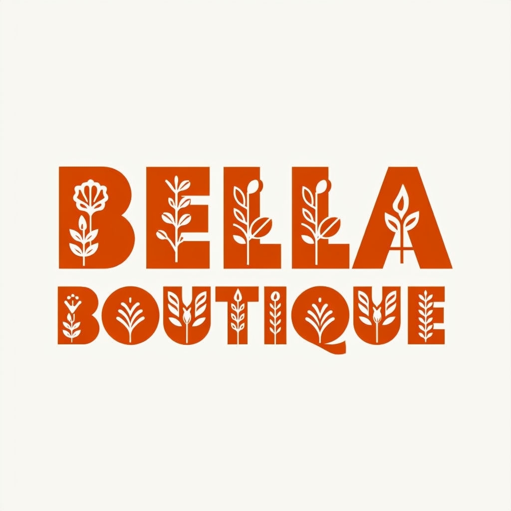 Elegant Burnt Orange Bella Boutique Logo with Floral Patterns