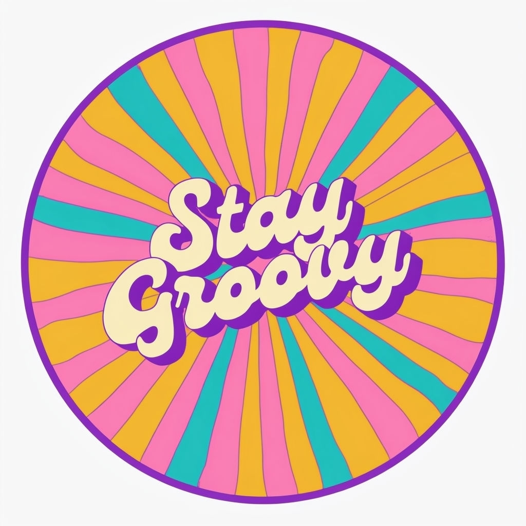 Stay Groovy Colorful Sunburst Psychedelic Sticker