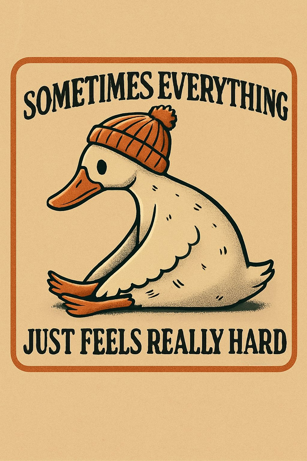 Vintage Cartoon Duck with Reflective Quote T-Shirt