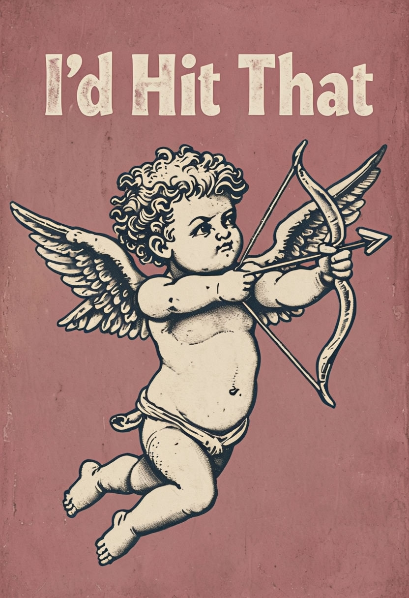 Vintage Cupid I'd Hit That Retro Tattoo T-Shirt