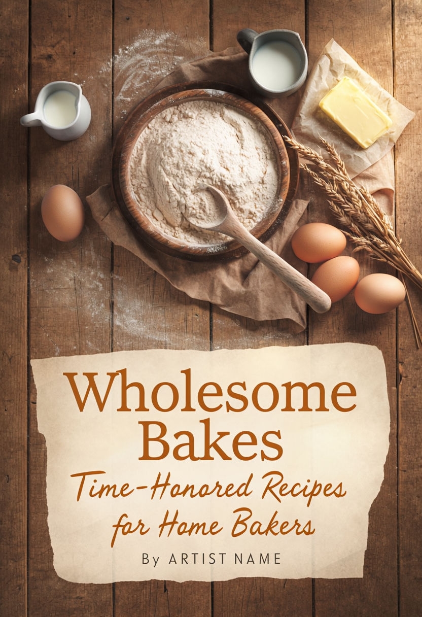 Rustic Wholesome Bakes Vintage Kitchen Table EBook Cover