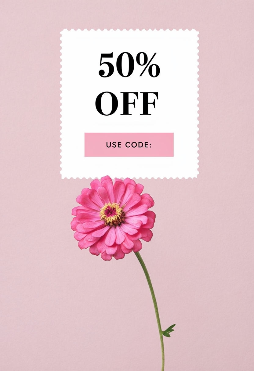 Minimalist Floral 50% Off Promotional Advertisement Social Media Post