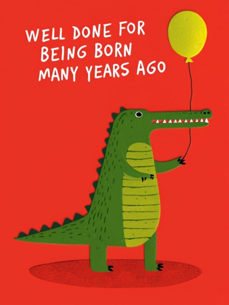 Playful Green Alligator with Balloon and Celebratory Text Sticker