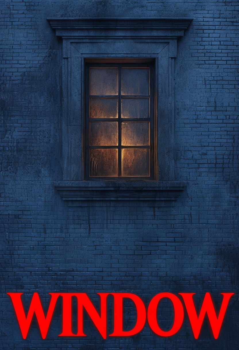 Eerie Gothic Window Cover Art with Glowing Title Poster