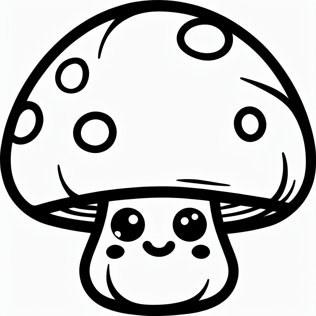 Cute Cartoon Mushroom Character Line Drawing Sticker