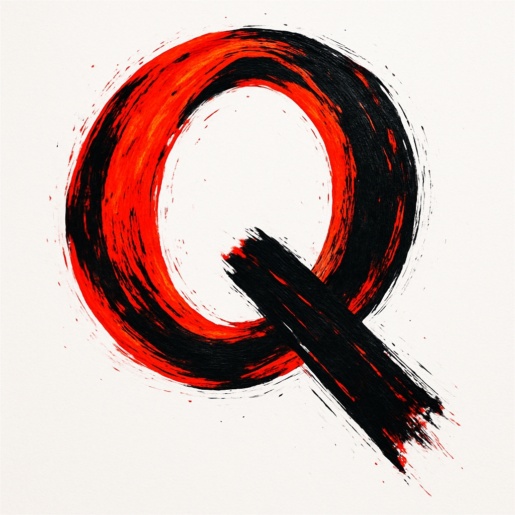 Bold Abstract Red and Black Letter Q Artwork Monogram