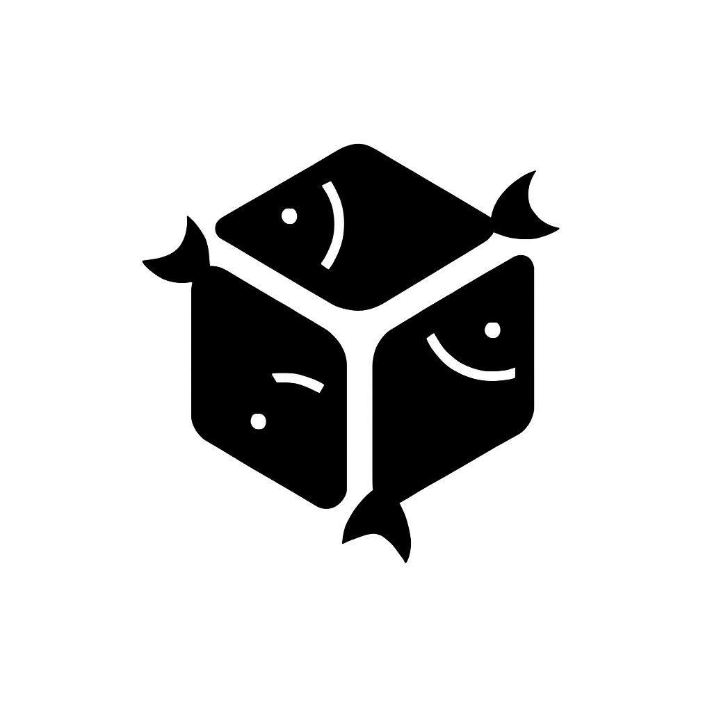 Minimalist Black Fish Silhouette Logo with Geometric Design