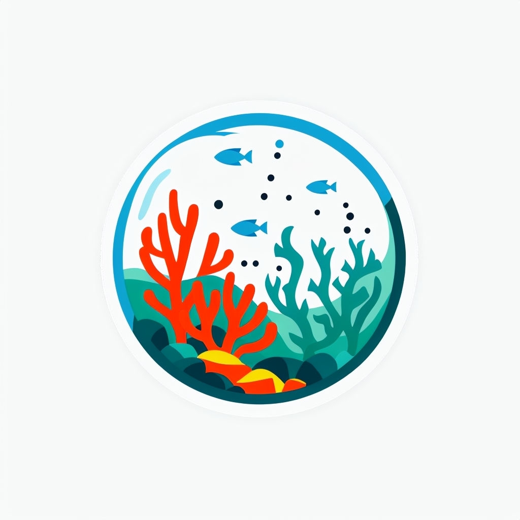 Vibrant Underwater Scene Bubble Illustration Sticker
