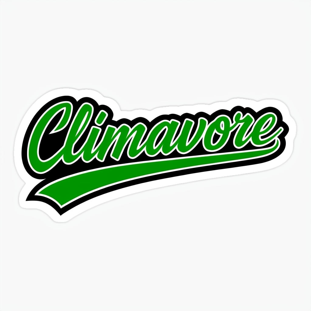 Vibrant Green Climavore Cursive Text Sticker Design