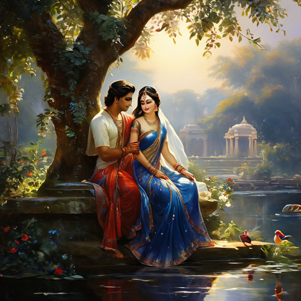 Radha and Krishna in Goloka Vrindavan by Nicolas Lima - Playground